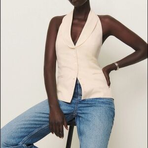 Reformation Cream Halter Blouse